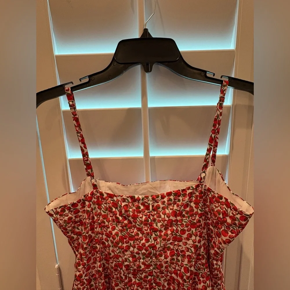 NWT J.Crew Seamed Flare Midi Dress in Liberty® Eliza's Red Fabric Size 6